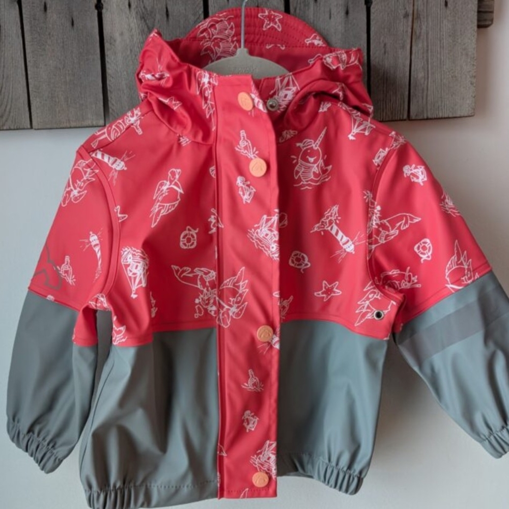 Kids Pink and Gray Rain Jacket